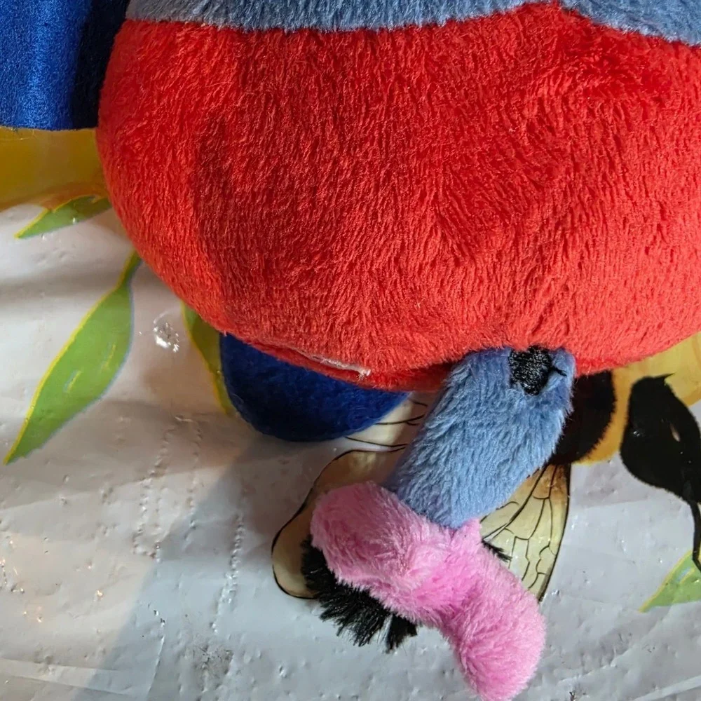 Disney Eeyore Christmas Santa Hat Snowflake Squeaky Plush Dog Toy Blue Red